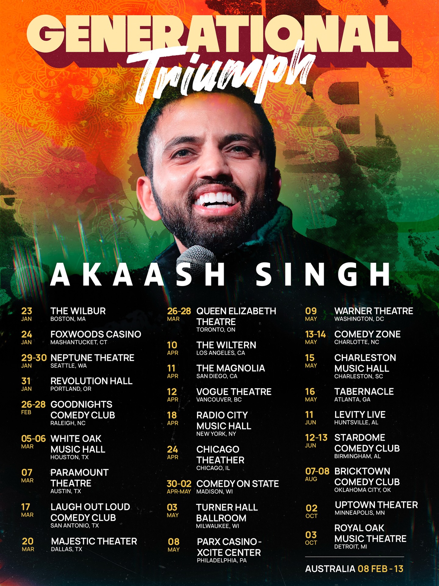 Akaash Singh Generational Triumph Tour Poster 2026